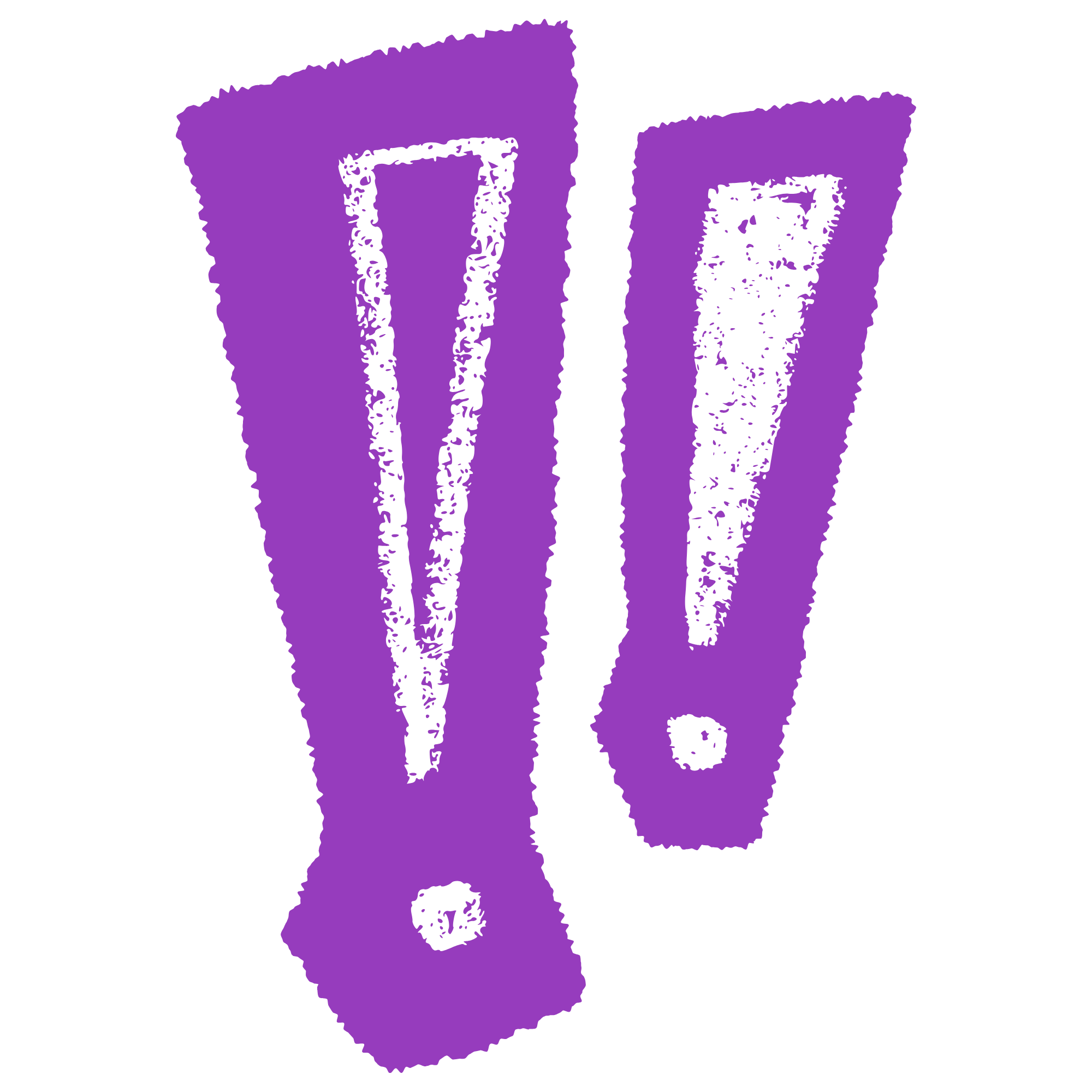 Abstract purple shapes with irregular white cutouts on a black background (decorative graphic).