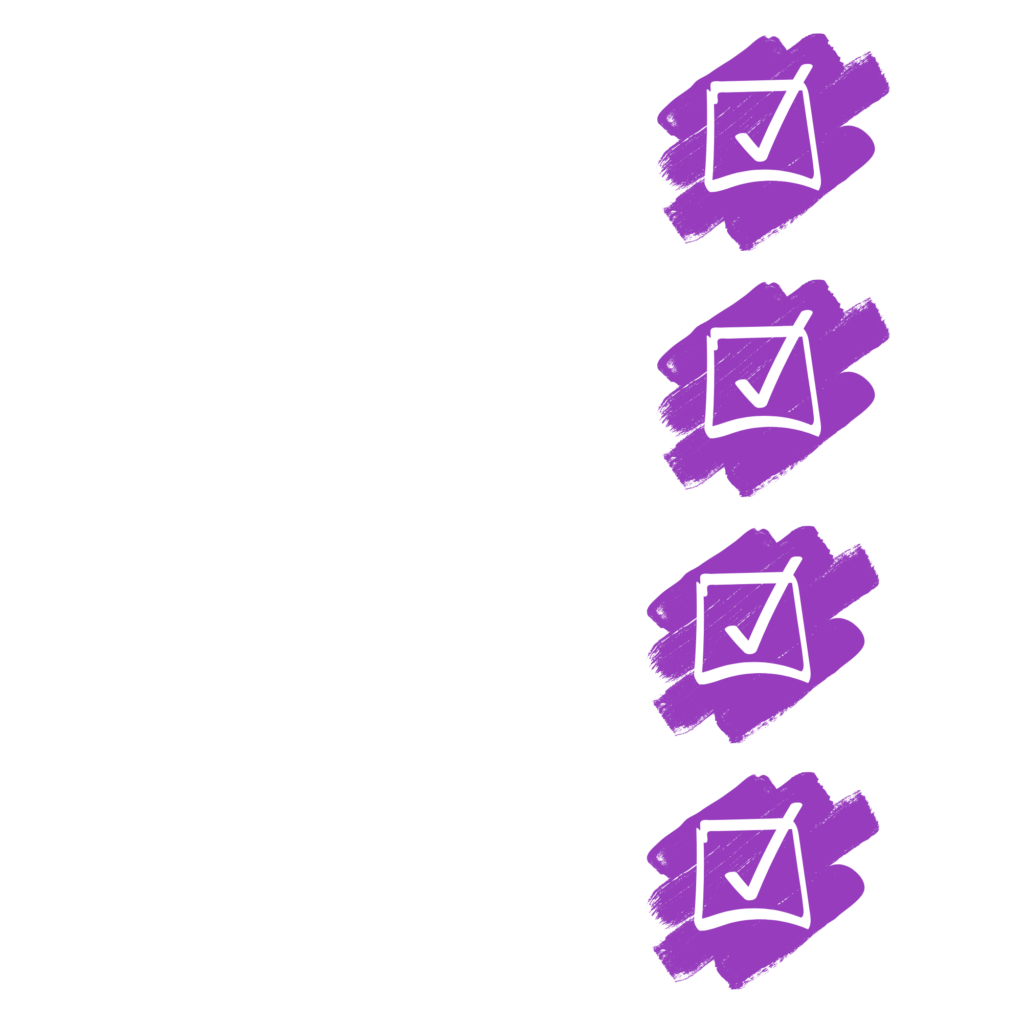 check mark, white ink, white, purple, check box, purple boxes